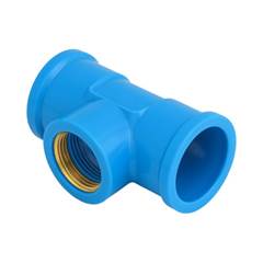 TÊ SOLDÁVEL/ROSCÁVEL DN25X1/2 AZUL | ROSCA EM LATÃO - KRONA
