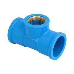 TÊ SOLDÁVEL/ROSCÁVEL DN25X1/2 AZUL | ROSCA EM LATÃO - KRONA