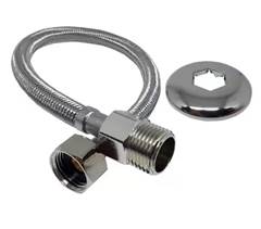 ENGATE FLEXÍVEL TRANÇADO EM AÇO INOX DE 60CM | DN15(1/2”) | ROSCA MACHOXFÊMEA - TIGRE