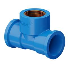 TÊ SOLDÁVEL/ROSCÁVEL DN32X3/4 AZUL | ROSCA EM LATÃO - TIGRE