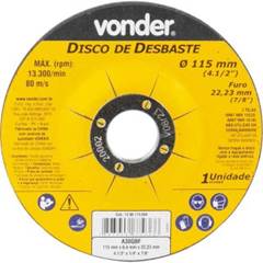 DISCO DE DESBASTE 4.1/2” | 115X6,4X22,23MM - VONDER