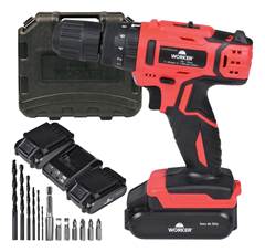 PARAFUSADEIRA/FURADEIRA IMPACTO 18V | 2 BATERIAS+13 PCS - WORKER